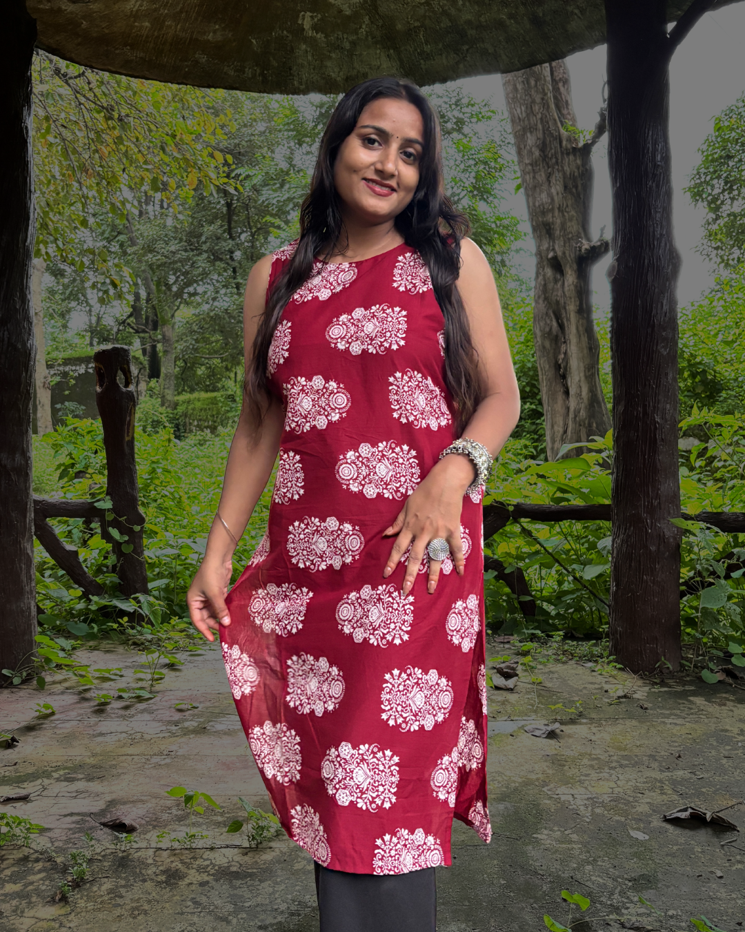 Pushpa - Women Floral Printed Deep Back Kurti 5 Pushpa - Women Floral Printed Deep Back Kurti - Image 3