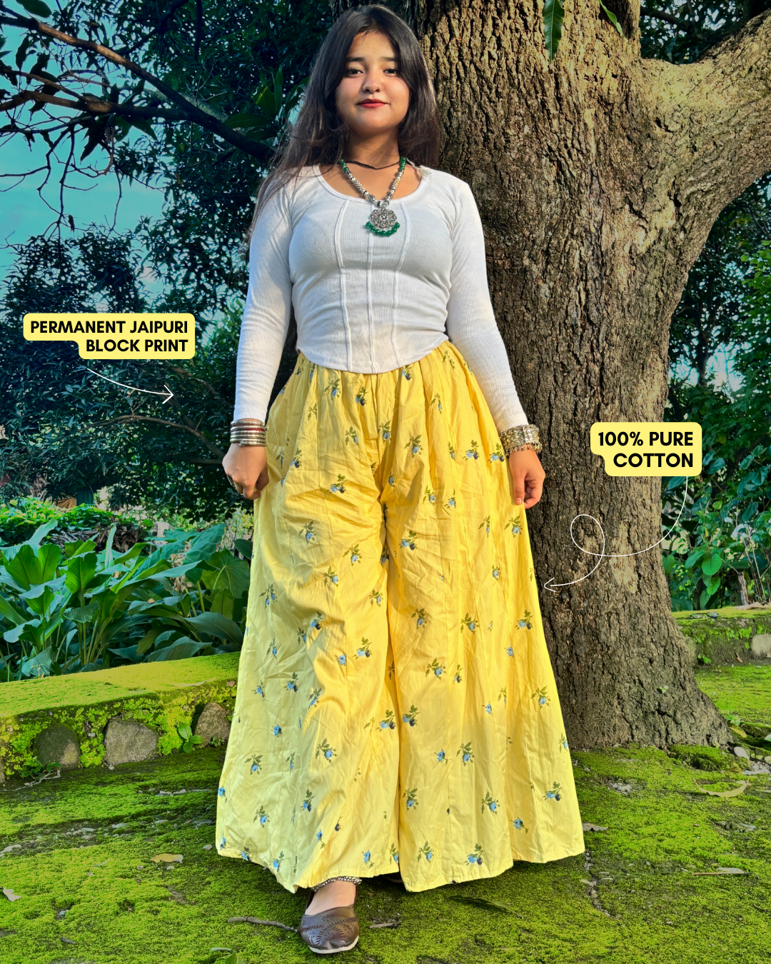 Kanak - Flared Sharara skirt for women - 100% Cotton - Image 2