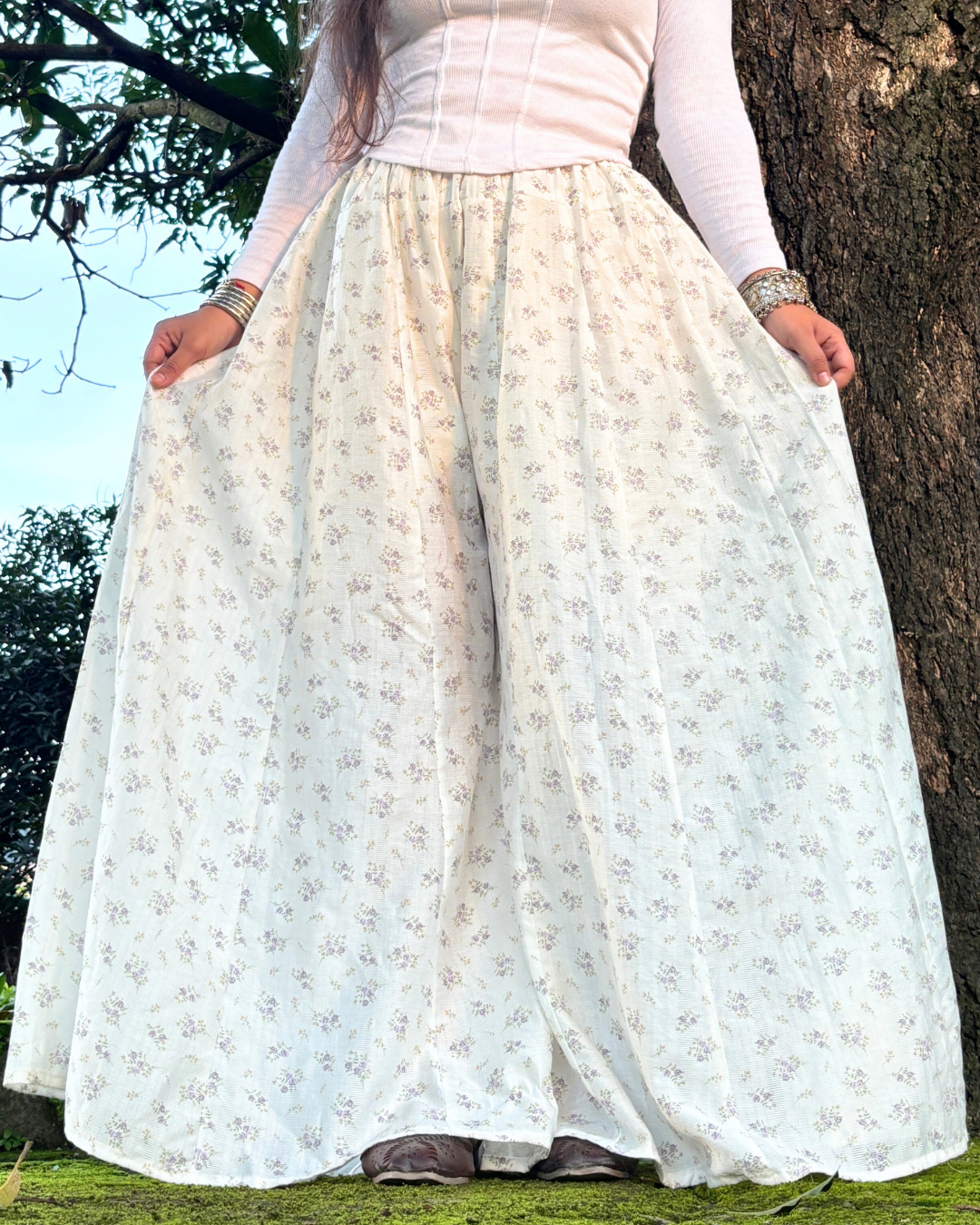 Shivani - Flared Sharara skirt for women - 100% Cotton - Image 5